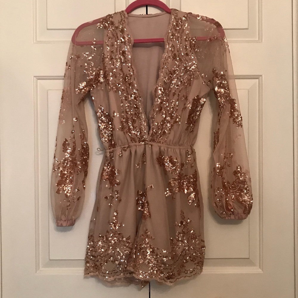 Sequin Low Cut Romper